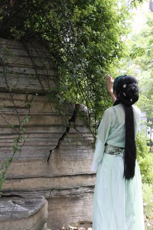 古装历史剧封面，宫廷建筑金碧辉煌，主角身着华服立于殿前